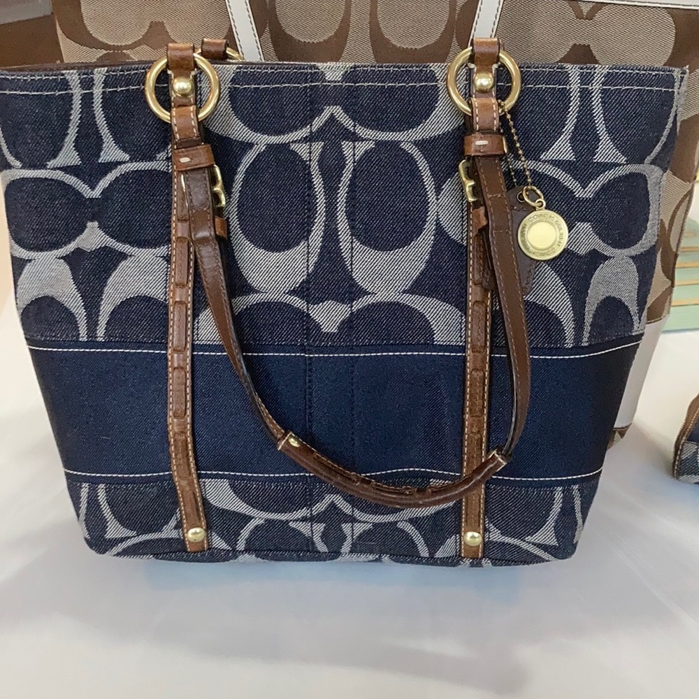 Coach denim printed bucket bag